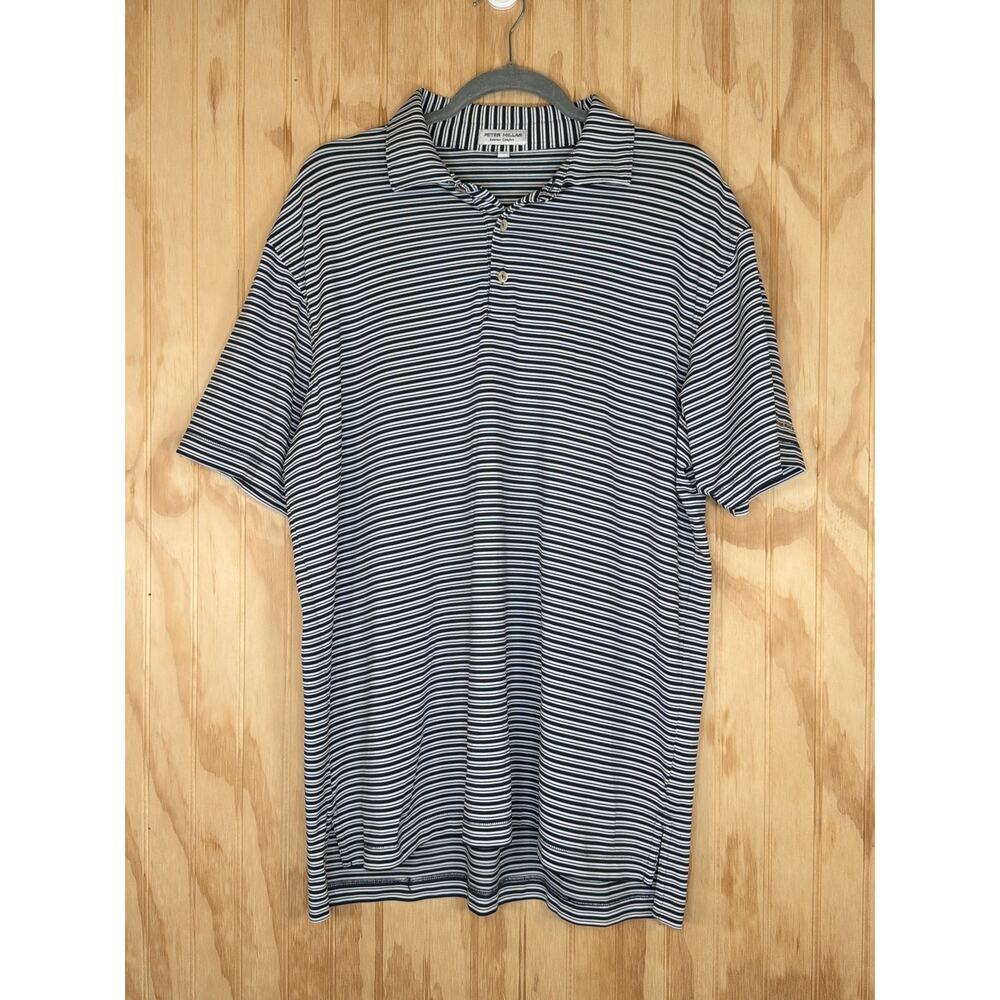 Peter Millar Summer Comfort Golf Polo Blue Stripe Men Large Golfcore Casual
